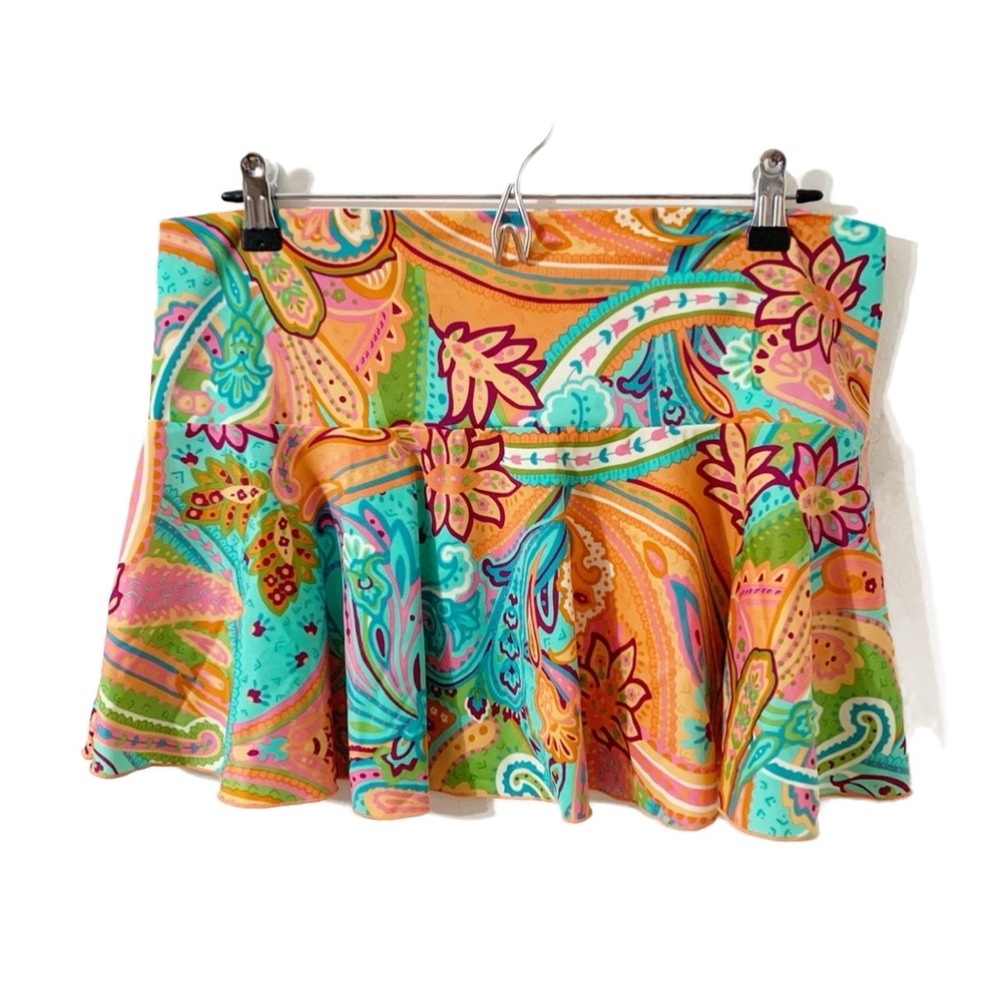 Victoria’s Secret Colorful Paisley Print Swimsuit Coverup Swim Mini Skirt 🧡💚🩵